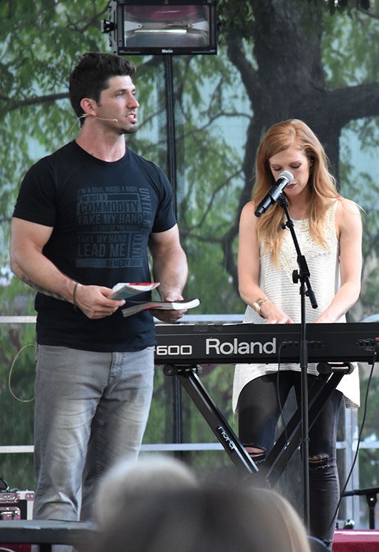 Josh and Rachelle Brewer on stage